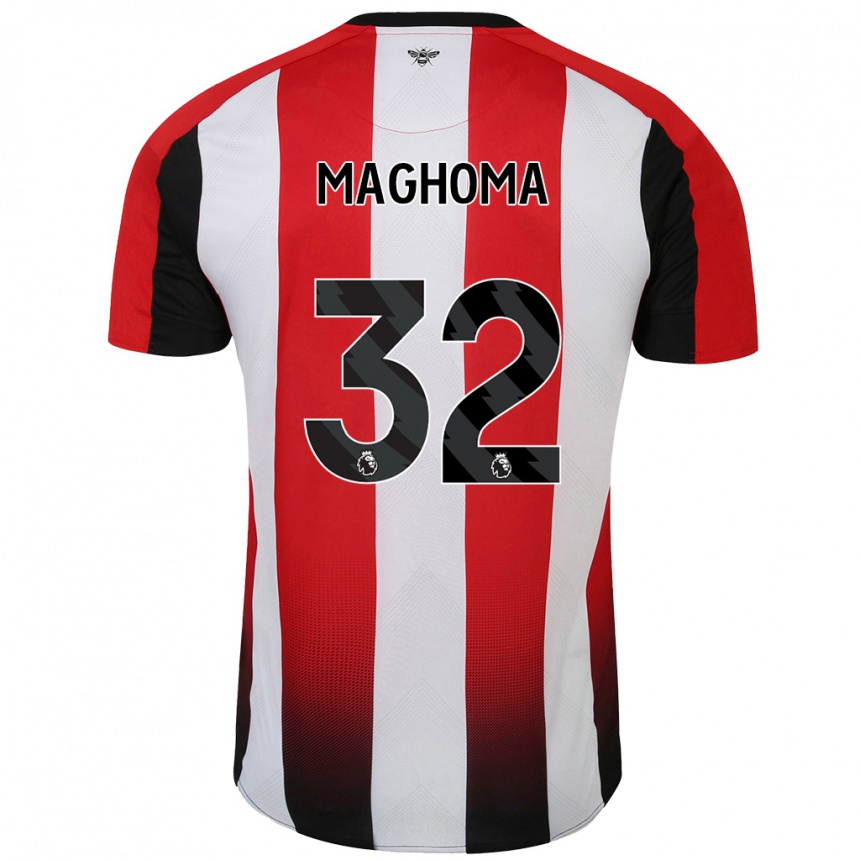 Kids Football Paris Maghoma #32 Red White Home Jersey 2024/25 T-Shirt Uk