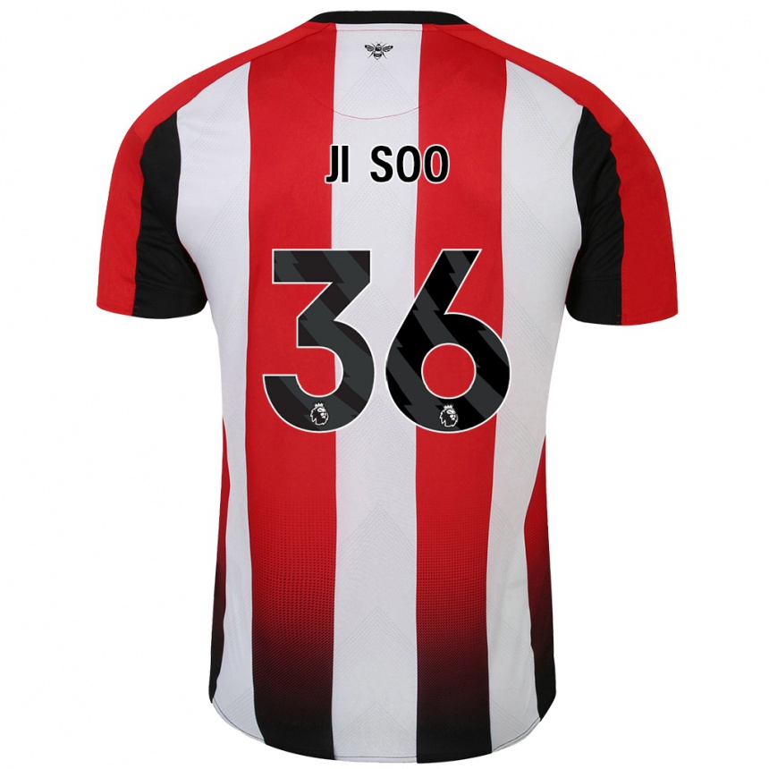 Kids Football Ji-Soo Kim #36 Red White Home Jersey 2024/25 T-Shirt Uk