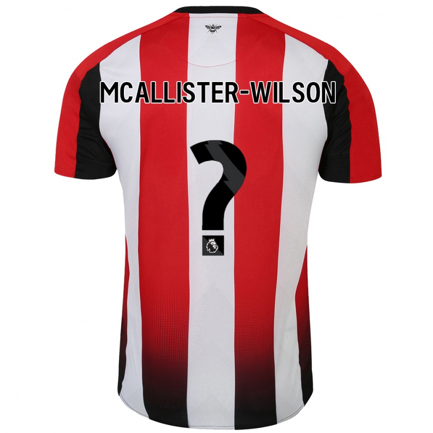 Kids Football Zack Mcallister-Wilson #0 Red White Home Jersey 2024/25 T-Shirt Uk