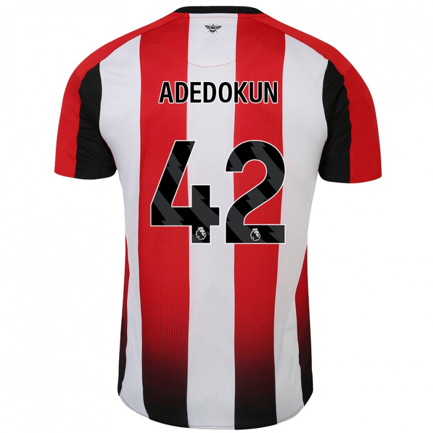 Kids Football Val Adedokun #42 Red White Home Jersey 2024/25 T-Shirt Uk