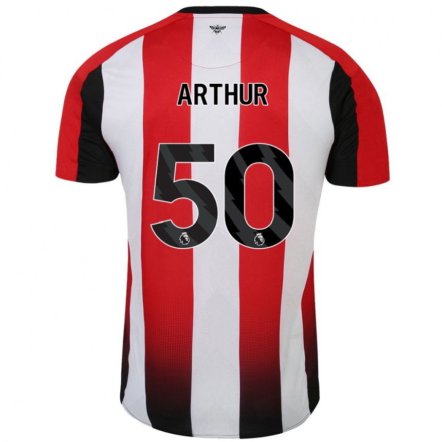 Kids Football Benjamin Arthur #50 Red White Home Jersey 2024/25 T-Shirt Uk