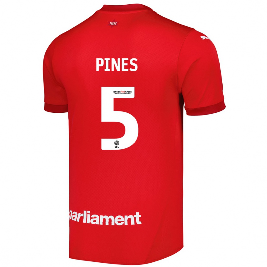 Kids Football Donovan Pines #5 Red Home Jersey 2024/25 T-Shirt Uk