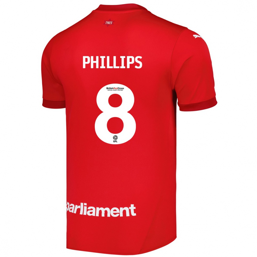 Kids Football Adam Phillips #8 Red Home Jersey 2024/25 T-Shirt Uk