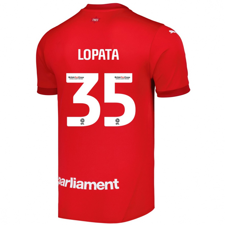 Kids Football Kacper Lopata #35 Red Home Jersey 2024/25 T-Shirt Uk