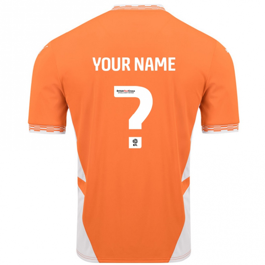 Kids Football Your Name #0 Orange White Home Jersey 2024/25 T-Shirt Uk