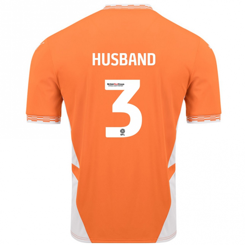 Kids Football James Husband #3 Orange White Home Jersey 2024/25 T-Shirt Uk