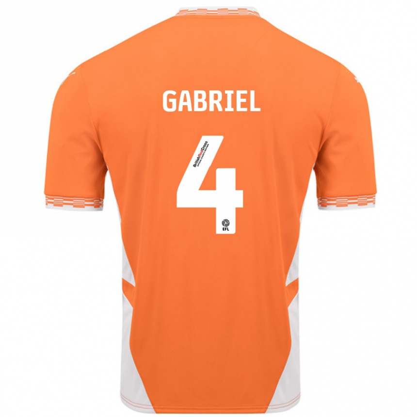 Kids Football Jordan Lawrence-Gabriel #4 Orange White Home Jersey 2024/25 T-Shirt Uk