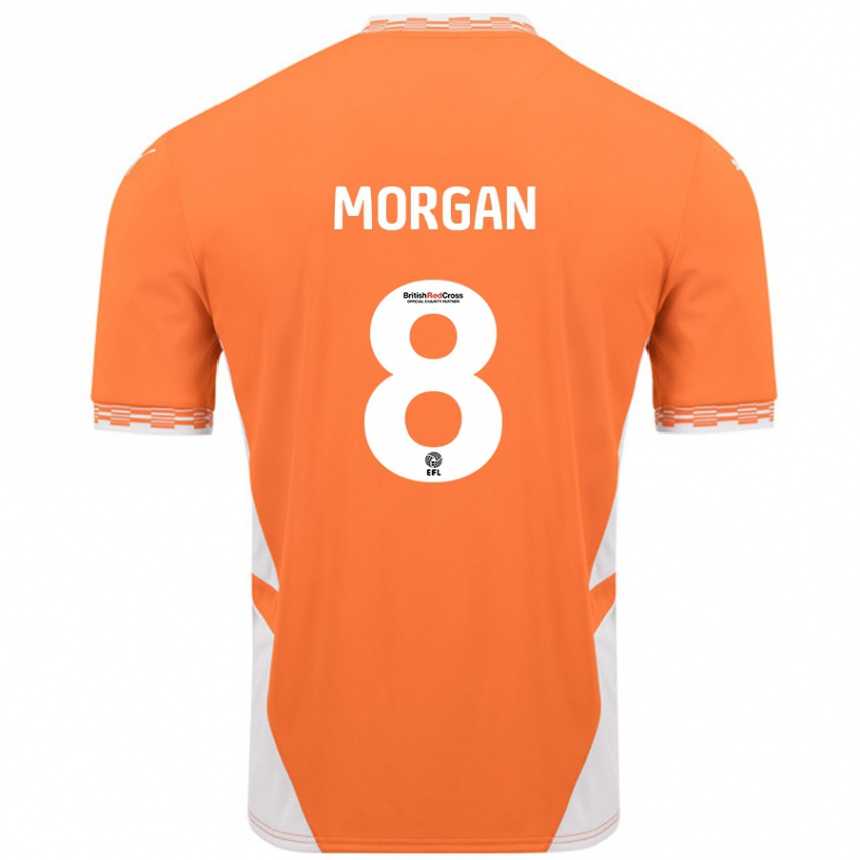 Kids Football Albie Morgan #8 Orange White Home Jersey 2024/25 T-Shirt Uk