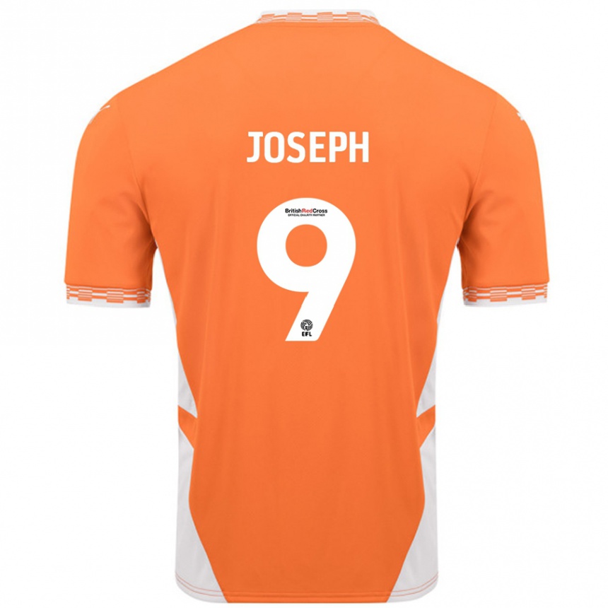 Kids Football Kyle Joseph #9 Orange White Home Jersey 2024/25 T-Shirt Uk