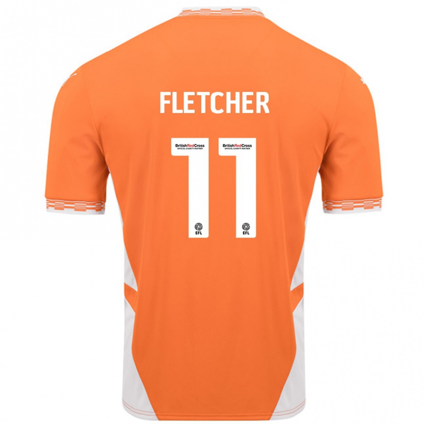 Kids Football Ashley Fletcher #11 Orange White Home Jersey 2024/25 T-Shirt Uk