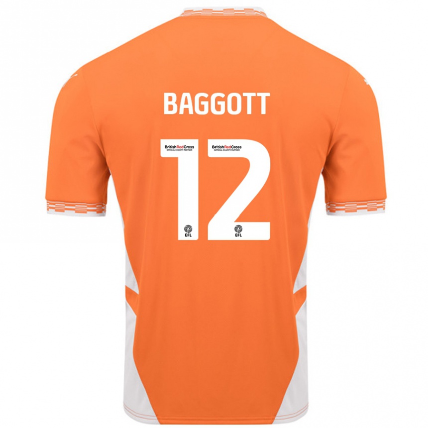 Kids Football Elkan Baggott #12 Orange White Home Jersey 2024/25 T-Shirt Uk