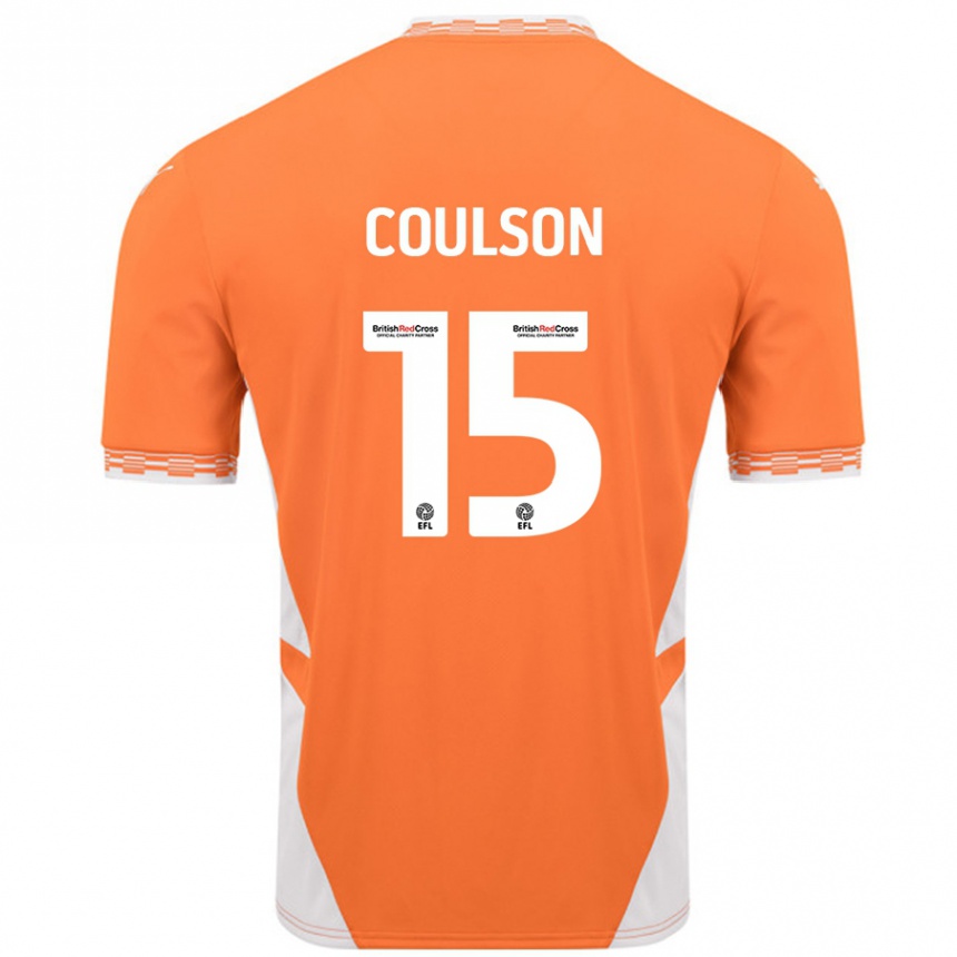 Kids Football Hayden Coulson #15 Orange White Home Jersey 2024/25 T-Shirt Uk