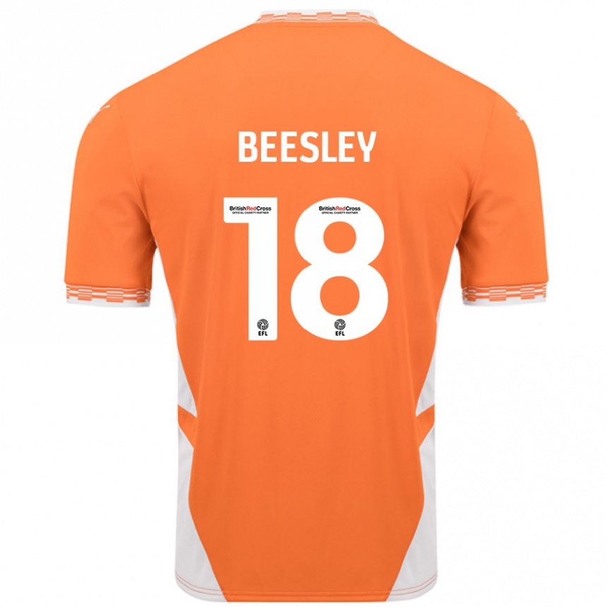 Kids Football Jake Beesley #18 Orange White Home Jersey 2024/25 T-Shirt Uk