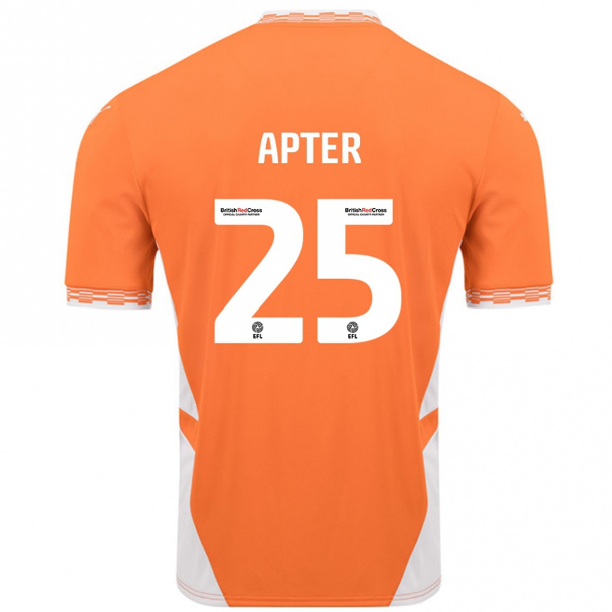 Kids Football Rob Apter #25 Orange White Home Jersey 2024/25 T-Shirt Uk