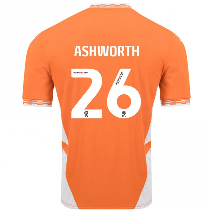 Kids Football Zac Ashworth #26 Orange White Home Jersey 2024/25 T-Shirt Uk