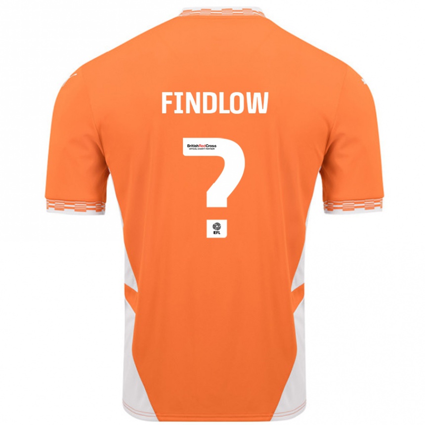 Kids Football Luke Findlow #0 Orange White Home Jersey 2024/25 T-Shirt Uk