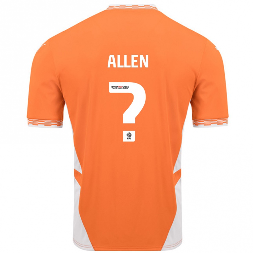 Kids Football Karen Allen #0 Orange White Home Jersey 2024/25 T-Shirt Uk