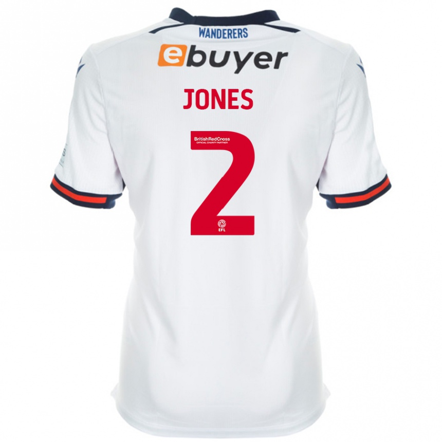 Kids Football Gethin Jones #2 White Home Jersey 2024/25 T-Shirt Uk