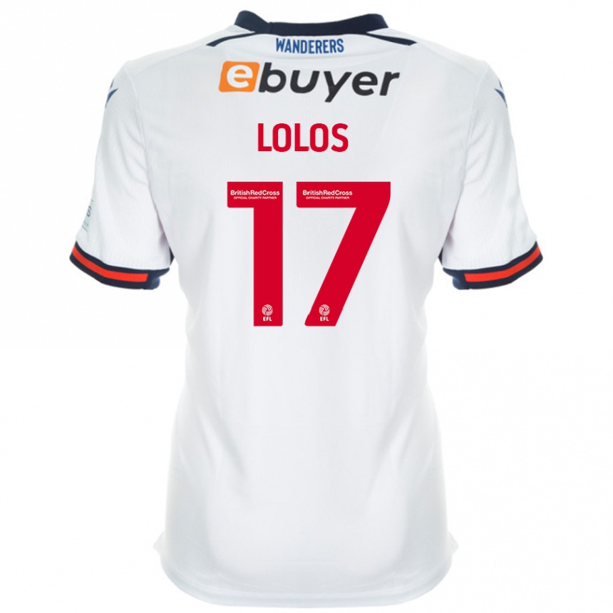 Kids Football Klaidi Lolos #17 White Home Jersey 2024/25 T-Shirt Uk