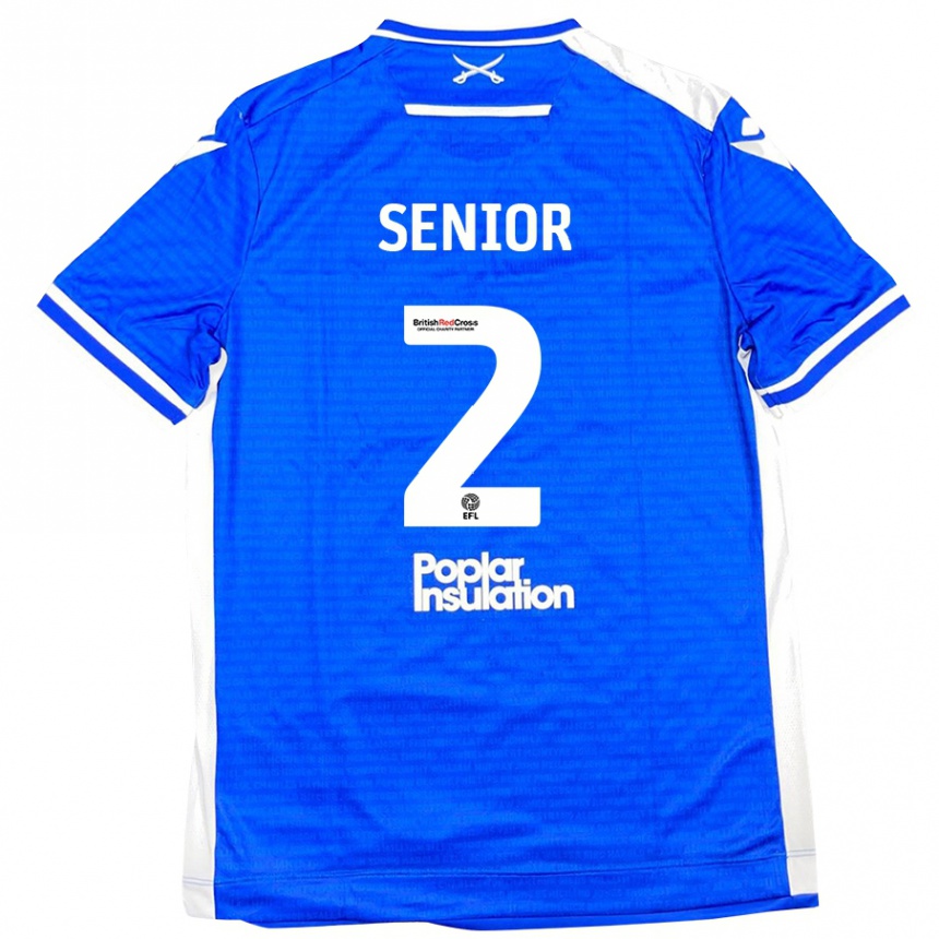 Kids Football Joel Senior #2 Blue White Home Jersey 2024/25 T-Shirt Uk