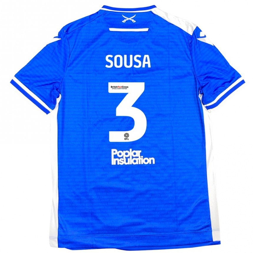 Kids Football Lino Sousa #3 Blue White Home Jersey 2024/25 T-Shirt Uk