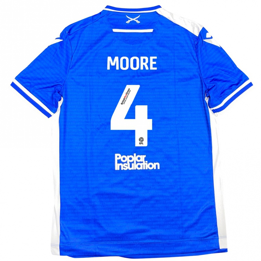 Kids Football Taylor Moore #4 Blue White Home Jersey 2024/25 T-Shirt Uk