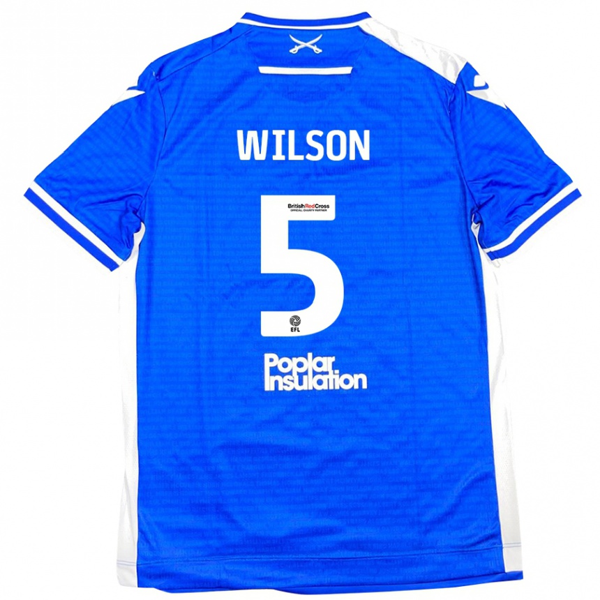 Kids Football James Wilson #5 Blue White Home Jersey 2024/25 T-Shirt Uk