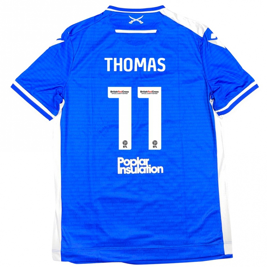 Kids Football Luke Thomas #11 Blue White Home Jersey 2024/25 T-Shirt Uk