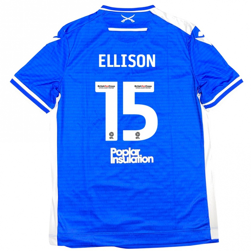 Kids Football Dan Ellison #15 Blue White Home Jersey 2024/25 T-Shirt Uk