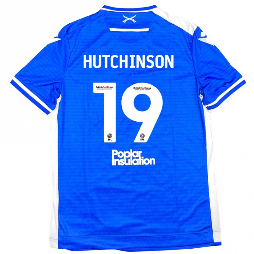 Kids Football Isaac Hutchinson #19 Blue White Home Jersey 2024/25 T-Shirt Uk