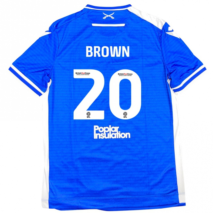 Kids Football Jevani Brown #20 Blue White Home Jersey 2024/25 T-Shirt Uk