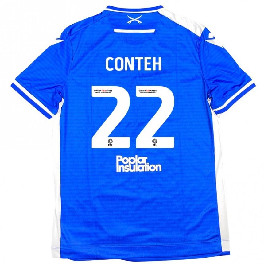 Kids Football Kamil Conteh #22 Blue White Home Jersey 2024/25 T-Shirt Uk