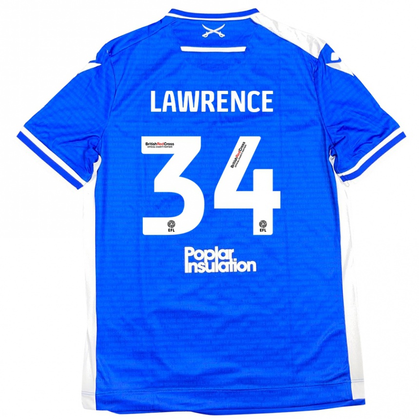 Kids Football Jerry Lawrence #34 Blue White Home Jersey 2024/25 T-Shirt Uk