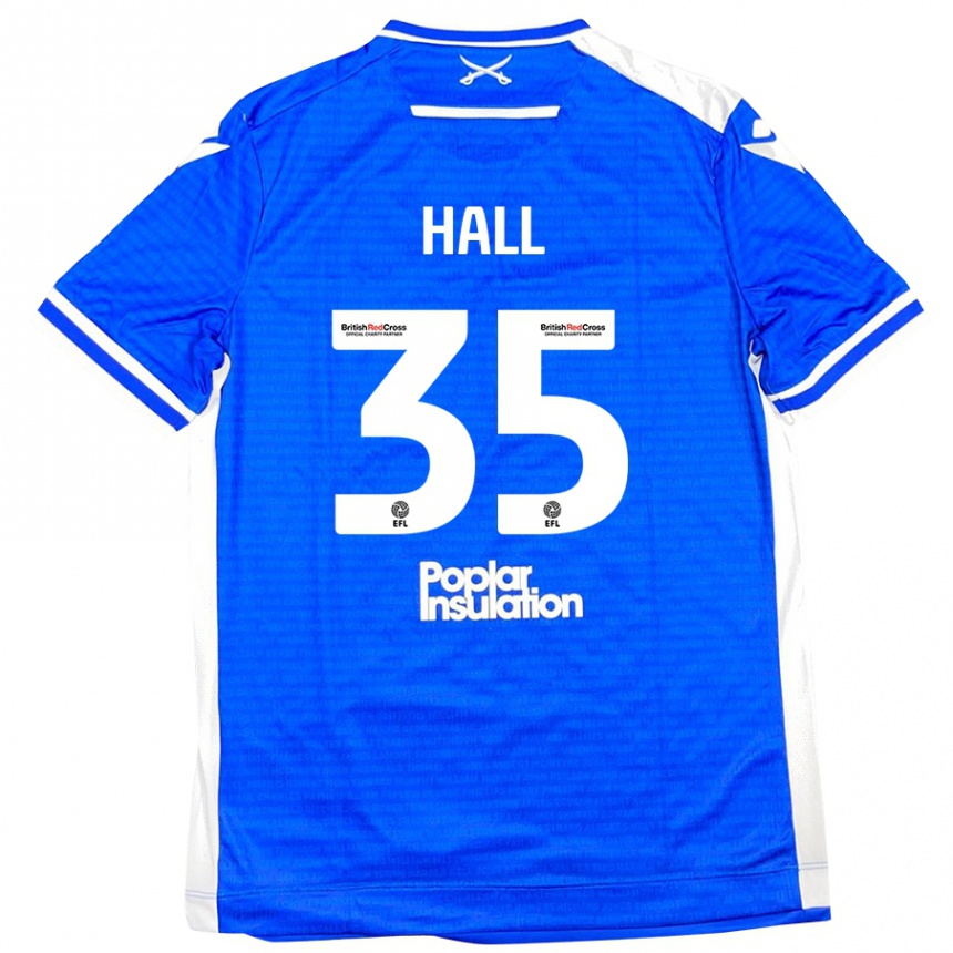 Kids Football Matt Hall #35 Blue White Home Jersey 2024/25 T-Shirt Uk