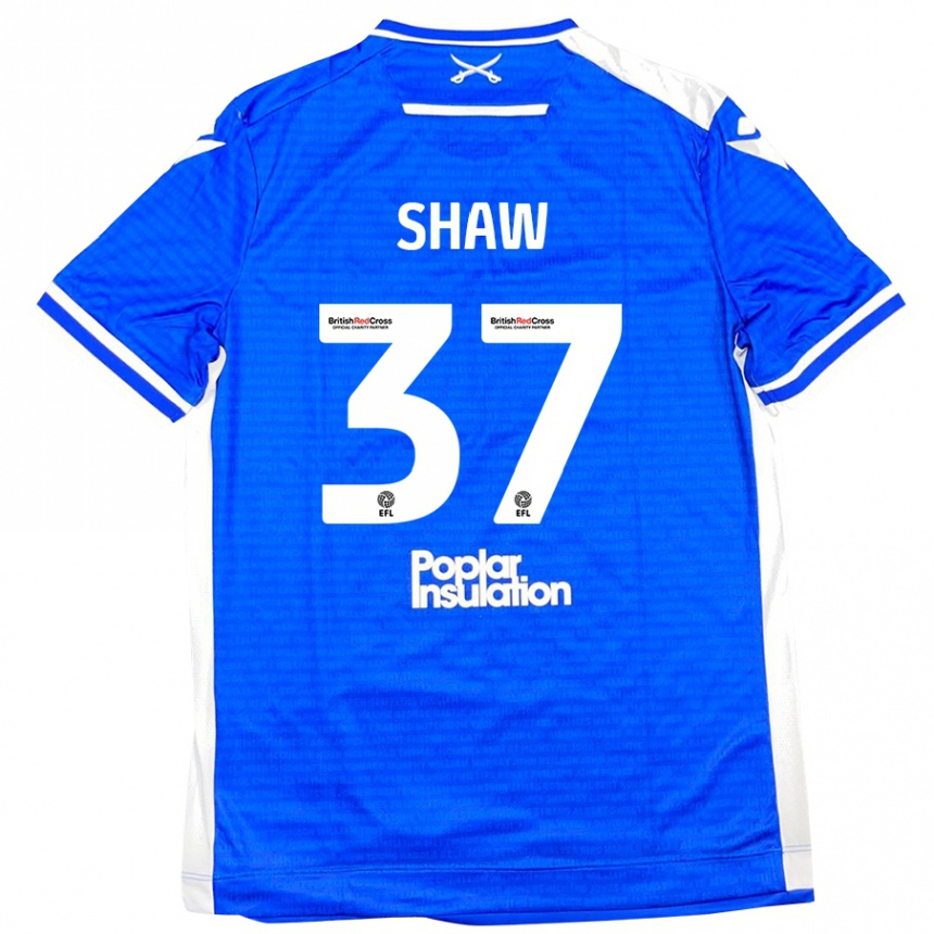 Kids Football Kofi Shaw #37 Blue White Home Jersey 2024/25 T-Shirt Uk