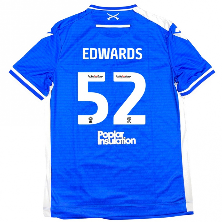 Kids Football Max Edwards #52 Blue White Home Jersey 2024/25 T-Shirt Uk