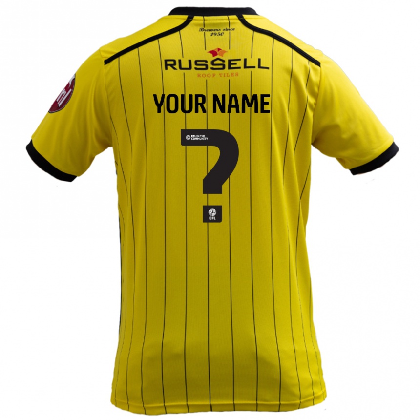 Kids Football Your Name #0 Yellow Home Jersey 2024/25 T-Shirt Uk