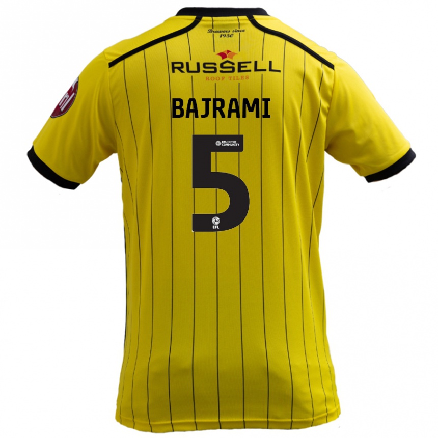 Kids Football Geraldo Bajrami #5 Yellow Home Jersey 2024/25 T-Shirt Uk