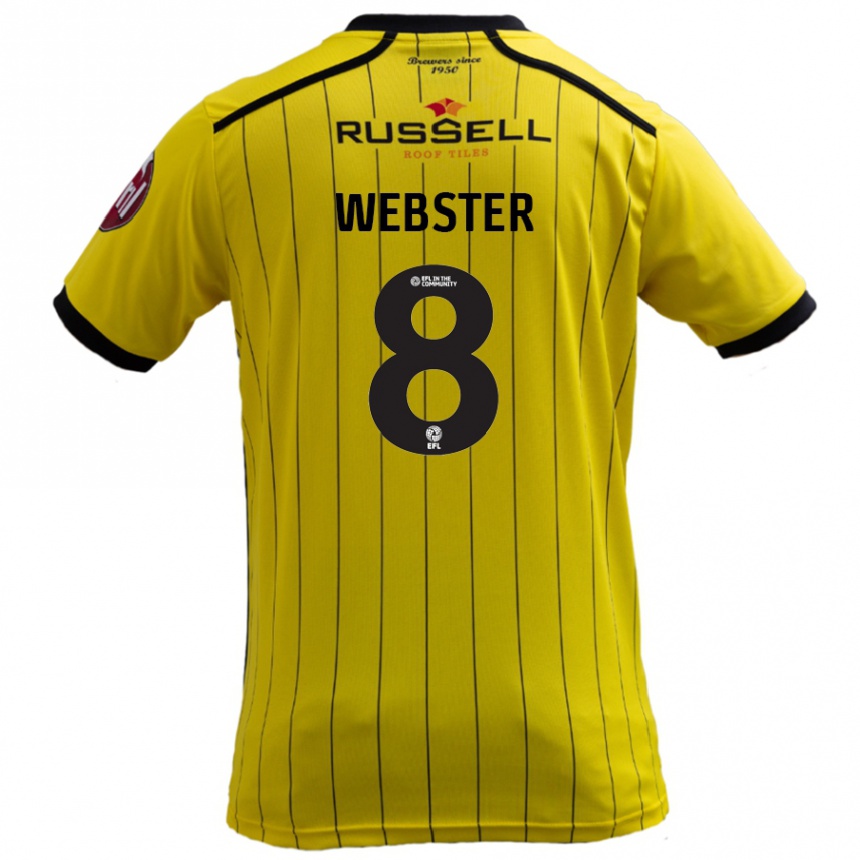 Kids Football Charlie Webster #8 Yellow Home Jersey 2024/25 T-Shirt Uk