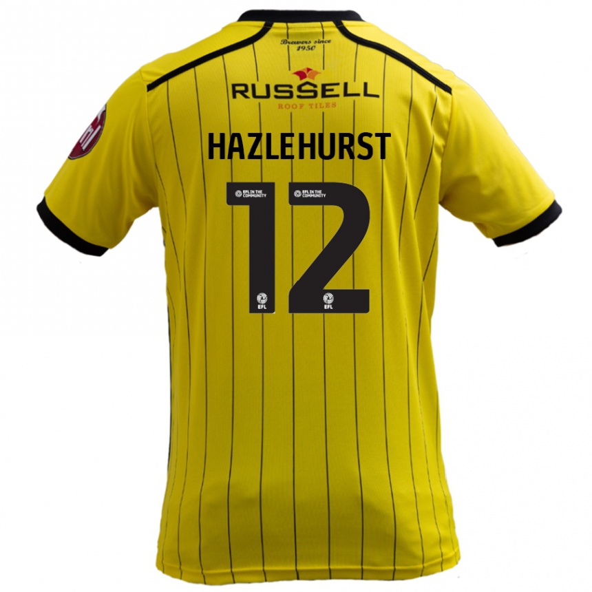 Kids Football Jack Hazlehurst #12 Yellow Home Jersey 2024/25 T-Shirt Uk