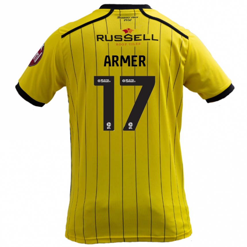 Kids Football Jack Armer #17 Yellow Home Jersey 2024/25 T-Shirt Uk