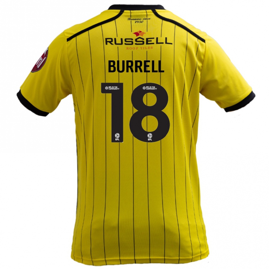 Kids Football Rumarn Burrell #18 Yellow Home Jersey 2024/25 T-Shirt Uk