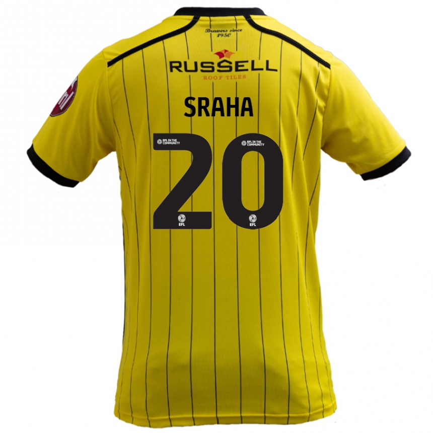 Kids Football Jason Sraha #20 Yellow Home Jersey 2024/25 T-Shirt Uk