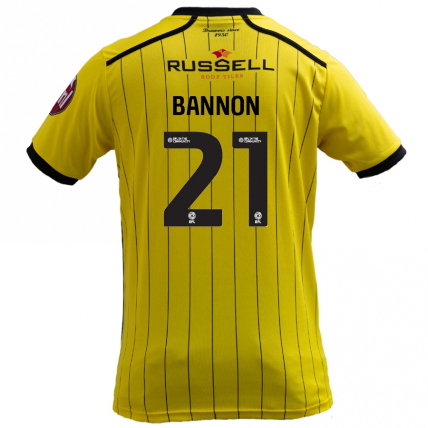 Kids Football Alex Bannon #21 Yellow Home Jersey 2024/25 T-Shirt Uk