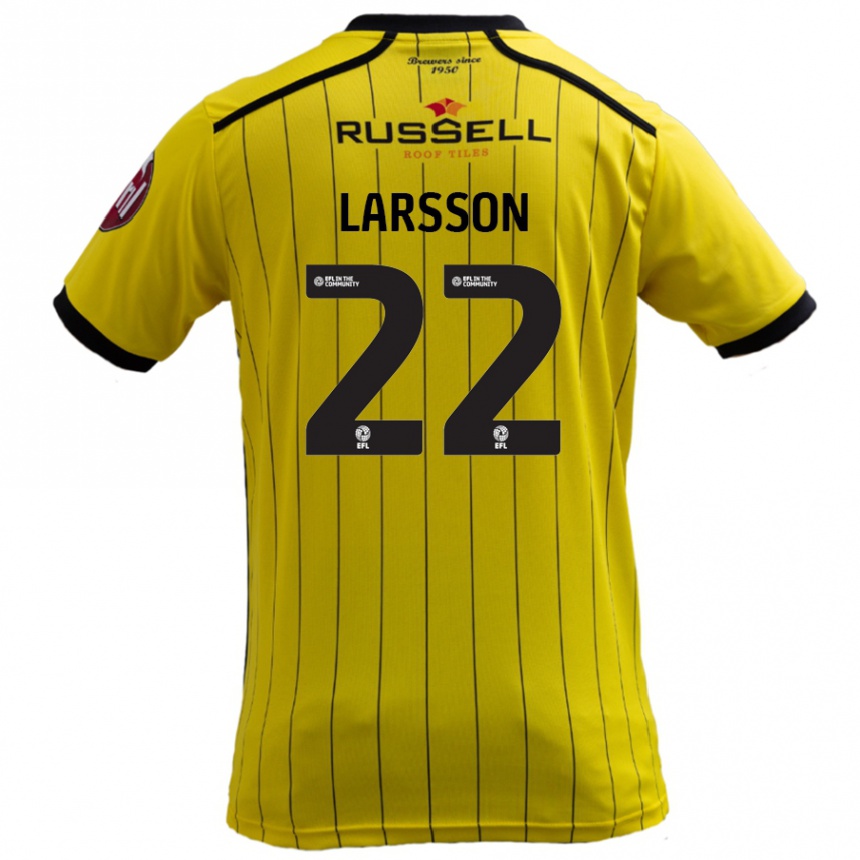 Kids Football Julian Larsson #22 Yellow Home Jersey 2024/25 T-Shirt Uk