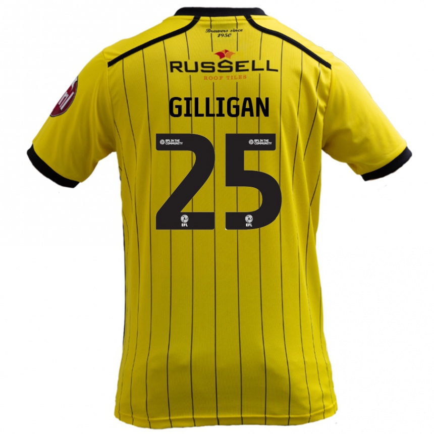 Kids Football Ciaran Gilligan #25 Yellow Home Jersey 2024/25 T-Shirt Uk