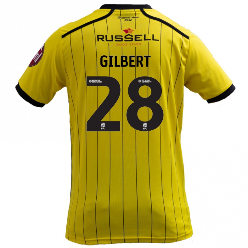 Kids Football Cameron Gilbert #28 Yellow Home Jersey 2024/25 T-Shirt Uk