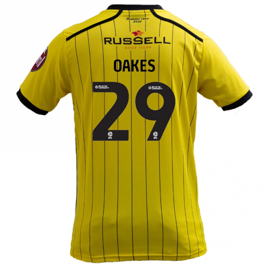 Kids Football Toby Oakes #29 Yellow Home Jersey 2024/25 T-Shirt Uk