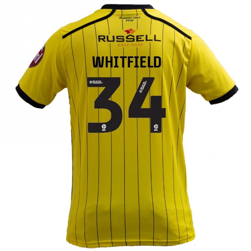 Kids Football Ben Whitfield #34 Yellow Home Jersey 2024/25 T-Shirt Uk