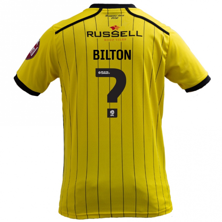 Kids Football Kye Bilton #0 Yellow Home Jersey 2024/25 T-Shirt Uk